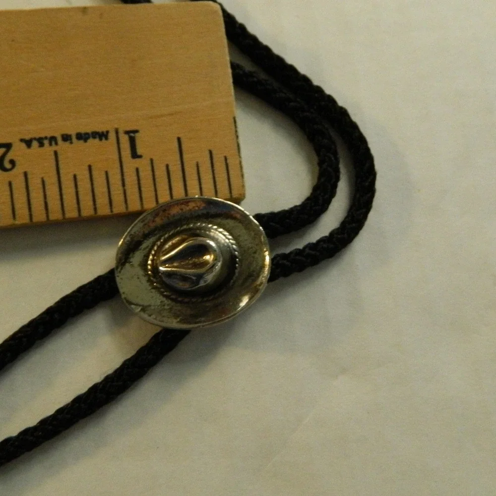 Unbranded Bolo Tie Men Black Silver Cowboy Hat Slide Western Americana Stetson